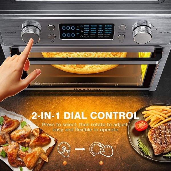 HomeRusso 25L26.3QT Air Fryer Oven, 24-in-1 Convection Toaster H31Y 6 HomeRusso 25L26.3QT Air Fryer Oven, 24-in-1 Convection Toaster H31Y - Image 4