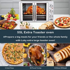 Luby Large Toaster Oven Countertop French Door Designed 18 Slices 14 pizza 20lb Turkey Silver L16U 4