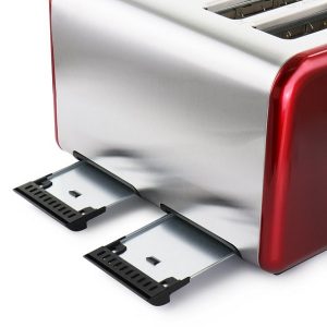 MegaChef 4 Slice Toaster in Stainless Steel Red M16O 2