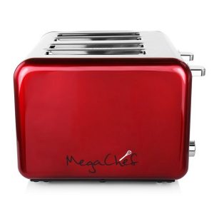MegaChef 4 Slice Toaster in Stainless Steel Red M16O 3