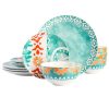 Spice By Tia Mowry Savory Saffron 12 Piece Teal Fine Ceramic Dinnerware Set 1