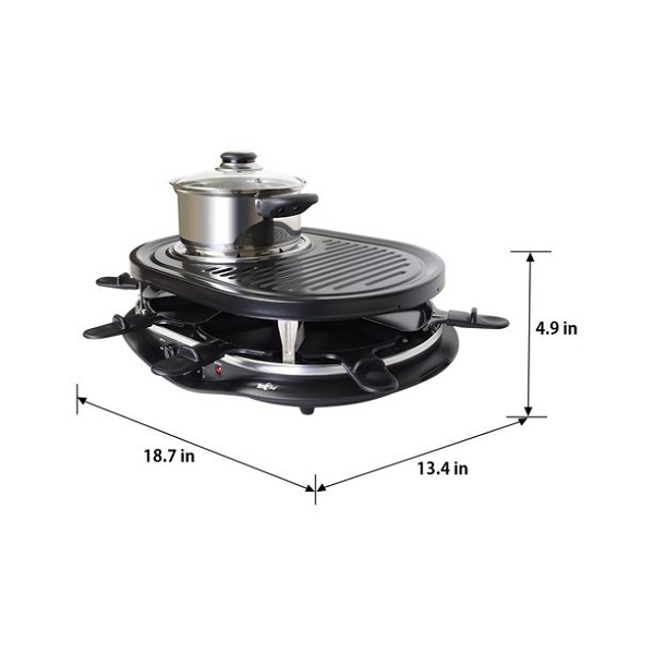 Total Chef Fondue Pot with 1200 Watts 8-Person Raclette Party T22P 3 Total Chef Fondue Pot with 1200 Watts 8-Person Raclette Party T22P