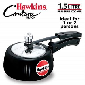 hawkins cb15 hard anodised pressure cooker, 1.5-liter, contura black h3m