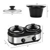 2 Pot Crock Pot Food Warmer 2 Section 1.25 Quart Oval Slow Cooker P7V 1