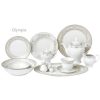 57 Piece Silver Border Porcelain Dinnerware Set Service for 8 Olympia Mix and Match 1