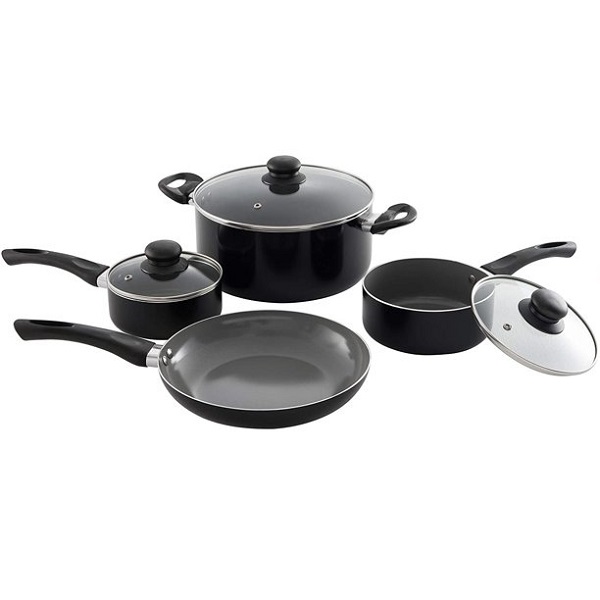 7 Piece Aluminum Non-Stick Cookware Set, Dishwasher Safe Pots & Pans P16A