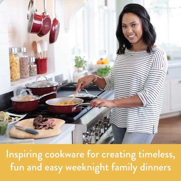 Ayesha Curry 10-Piece Porcelain Enamel Nonstick Pots and Pans SetCookware A16W - Image 3
