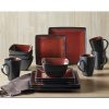 Better Homes Gardens Red Black Weston Dinnerware Set 16 Piece 1