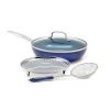 Blue Diamond Toxin-Free Ceramic Non-Stick Cookware Set, 4-Piece B16U 2 Blue Diamond Toxin Free Ceramic Non Stick Cookware Set 4 Piece B16U 1