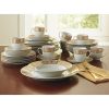 Brylanehome Medici 40 Pc. Golden Ceramic Dinnerware Set Gold White 1