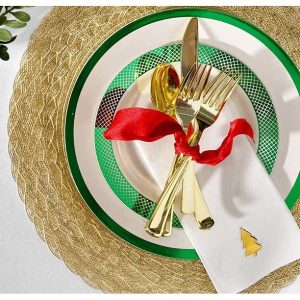 By Madee New Premium Christmas Plastic Dinnerware 175 Piece Set 2