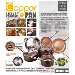 Copper H 02628 Pan 10 Piece Luxury Induction Cookware Set Non Stick C16M 2