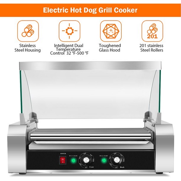 Costway Commercial 1830 Hot Dog Hotdog 711 Roller Grill Cooker C7Y 4 Costway Commercial 1830 Hot Dog Hotdog 711 Roller Grill Cooker C7Y - Image 2