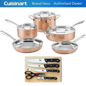 Cuisinart Copper CTPP-8 Collection Cookware Set with 5 Pc Knife C17V
