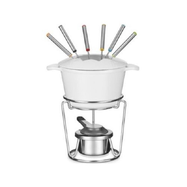 Cuisinart Enamel Cast Iron Fondue Set, White C7S 3 Cuisinart Enamel Cast Iron Fondue Set, White C7S