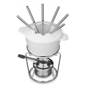 Cuisinart Enamel Cast Iron Fondue Set, White C7S 5 Cuisinart Enamel Cast Iron Fondue Set White C7S 2