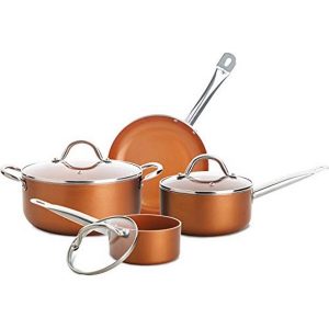 Culinary Edge 7- Piece Titanium Copper infused Ceramic Induction Ready C17P