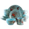 Elama Butterfly Garden 16 Piece Stoneware Dinnerware Set 1