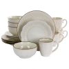 Elama Contessa 16 Piece Embossed Scalloped Stoneware Dinnerware Set in Ivory 1