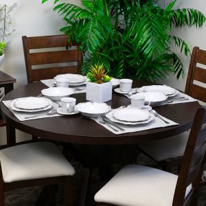 Elama Fleur De Lys 20 Piece Dinnerware Set in White 4