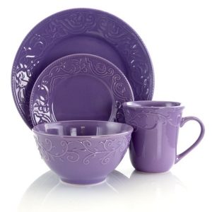 Elama Lilac Fields 16 Piece Dinnerware Set 2