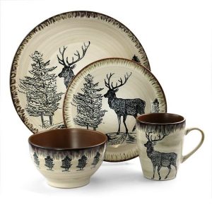 Elama Majestic Elk 16 Piece Luxurious Stoneware Dinnerware with Complete Setting for 4 2
