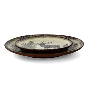 Elama Majestic Elk 16 Piece Round Stoneware Dinnerware Set in Taupe 4