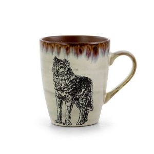 Elama Majestic Wolf 16 Piece Round Stoneware Dinnerware Set in Taupe 4