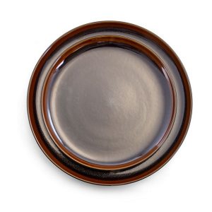 Elama Midnight Beach 16 Piece Round Stoneware Dinnerware Set in Metallic Black 4
