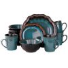 Elama Mystic Waves 16 Piece Dinnerware Set in Turquoise 1
