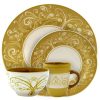 Elama Parisian Swirl 16 Piece Service for 4 Stoneware Dinnerware Set 1