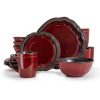 Elama Regency 16 Piece Stoneware Dinnerware Set in Red 1