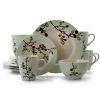 Elama Retro Bloom 16 Piece Luxurious Stoneware Dinnerware with Complete Setting for 4 1