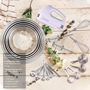 Electric Hand Mixer Mixing Bowls Set Upgrade 5 Speeds Mixers E10S 2