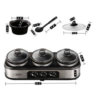 Electric Slow Cooker 3x1.5 Quart Triple Slow Cooker Buffet Server E7W 2