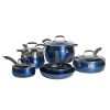 Epicurious 11Pc Cookware Set Non stick Aluminum Blue E16U 1
