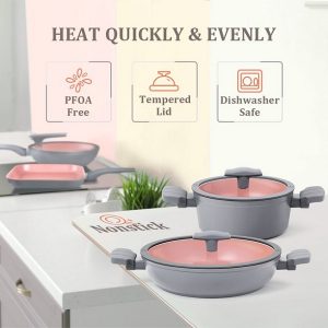FGY 9 Pieces Nonstick Cookware Set Non - stick Pots and Pans with Lids F16B 8 FGY 9 Pieces Nonstick Cookware Set Non stick Pots and Pans with Lids F16B 3
