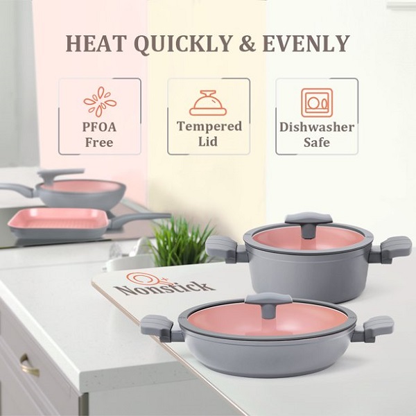 FGY 9 Pieces Nonstick Cookware Set Non - stick Pots and Pans with Lids F16B 5 FGY 9 Pieces Nonstick Cookware Set Non - stick Pots and Pans with Lids F16B - Image 3
