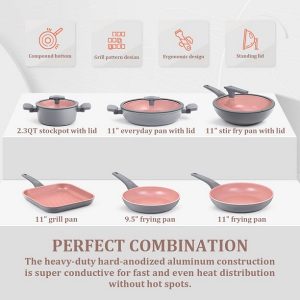 FGY 9 Pieces Nonstick Cookware Set Non - stick Pots and Pans with Lids F16B 9 FGY 9 Pieces Nonstick Cookware Set Non stick Pots and Pans with Lids F16B 4