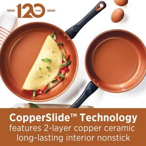 Farberware Glide Copper Ceramic Nonstick Cookware Set F16O 4