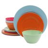 Gibson Brist 12 Piece Melamine Dinnerware Set in Assorted Colors 1