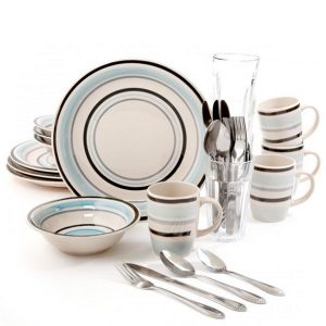 Gibson Deluxe Essentials 32Piece Dinnerware Combo Set-Blue