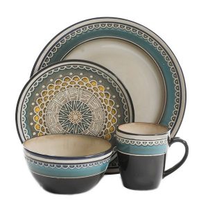 Gibson Elite 124169.16R Amberdale 16 Piece Dinnerware Set Teal 2