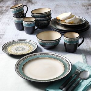 Gibson Elite 124169.16R Amberdale 16 Piece Dinnerware Set Teal 3