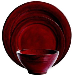Gibson Elite 18 Piece Reactive Glaze Terracotta Dinnerware Set Red 2
