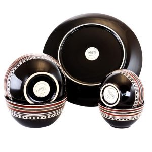 Gibson Elite Cafe Versailles 16 Piece Red Double Bowl Dinnerware Set 2