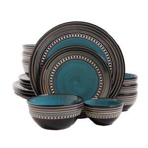 Gibson Elite Caf� Versailles 16 Piece Double Bowl Dinnerware Set - Blue