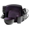 Gibson Elite Soho Lounge 16 Pc Plates Bowls Mugs Dinnerware Set Purple 1