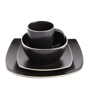 Gibson Elite Soho Lounge 16 Piece Dinnerware Set for 4 Matte Black 3