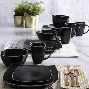 Gibson Elite Soho Lounge 16 Piece Dinnerware Set for 4 Matte Black 4